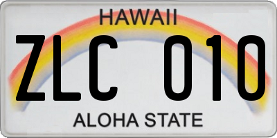 HI license plate ZLC010