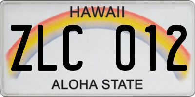HI license plate ZLC012