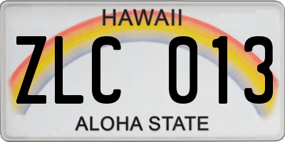 HI license plate ZLC013