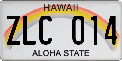 HI license plate ZLC014