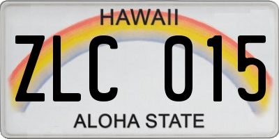 HI license plate ZLC015