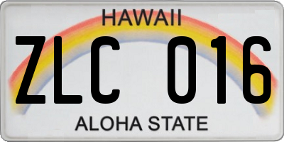 HI license plate ZLC016