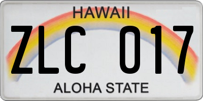 HI license plate ZLC017