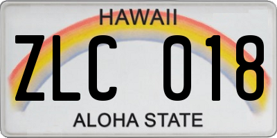 HI license plate ZLC018