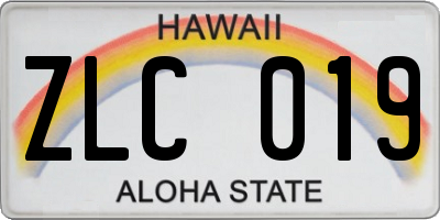 HI license plate ZLC019