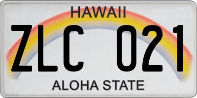 HI license plate ZLC021