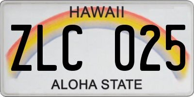HI license plate ZLC025