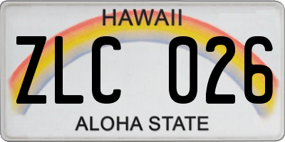 HI license plate ZLC026