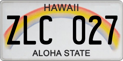 HI license plate ZLC027