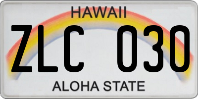 HI license plate ZLC030