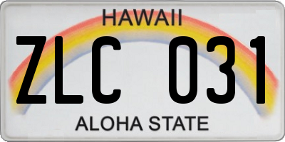 HI license plate ZLC031
