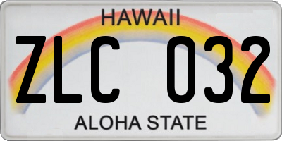 HI license plate ZLC032
