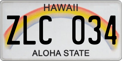 HI license plate ZLC034