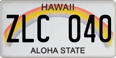 HI license plate ZLC040