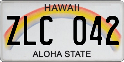 HI license plate ZLC042
