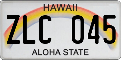 HI license plate ZLC045