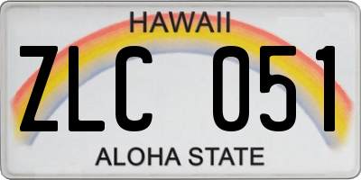 HI license plate ZLC051