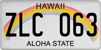HI license plate ZLC063