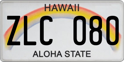 HI license plate ZLC080
