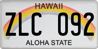 HI license plate ZLC092