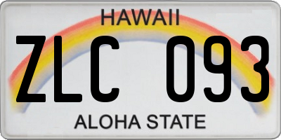 HI license plate ZLC093