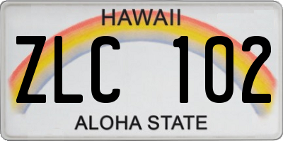 HI license plate ZLC102