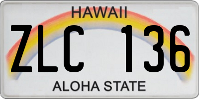 HI license plate ZLC136