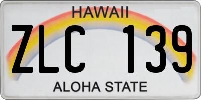 HI license plate ZLC139