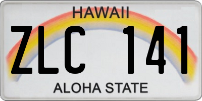 HI license plate ZLC141