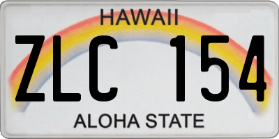 HI license plate ZLC154