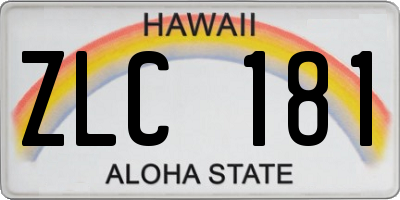 HI license plate ZLC181