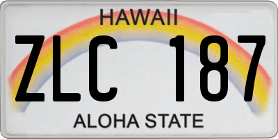 HI license plate ZLC187