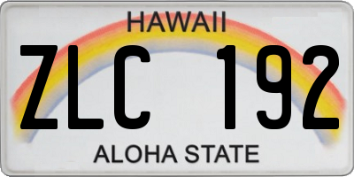 HI license plate ZLC192