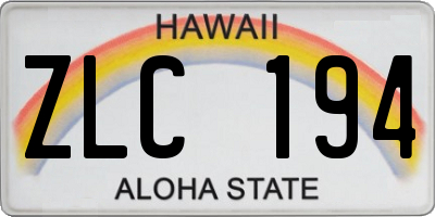 HI license plate ZLC194