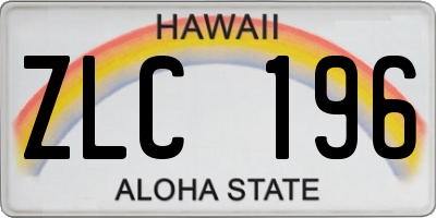 HI license plate ZLC196
