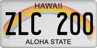 HI license plate ZLC200