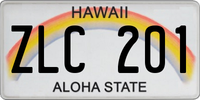 HI license plate ZLC201