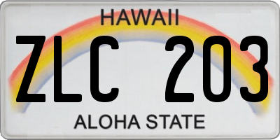HI license plate ZLC203