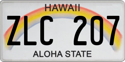 HI license plate ZLC207
