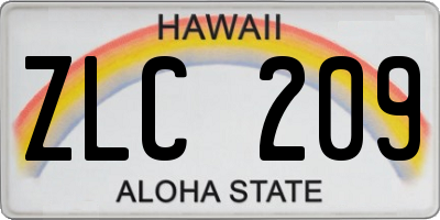 HI license plate ZLC209