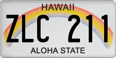 HI license plate ZLC211