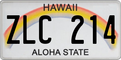 HI license plate ZLC214