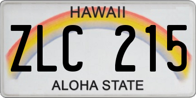HI license plate ZLC215