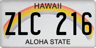 HI license plate ZLC216
