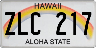 HI license plate ZLC217