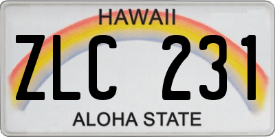 HI license plate ZLC231
