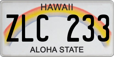 HI license plate ZLC233