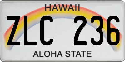 HI license plate ZLC236