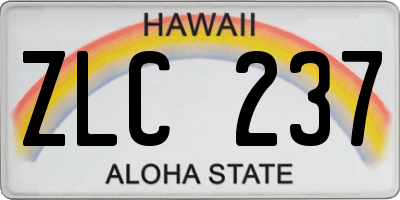 HI license plate ZLC237