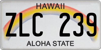 HI license plate ZLC239